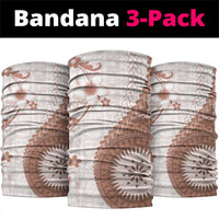 Bula Fiji Neck Gaiter Brown Plumeria Masi Tapa Pattern - Polynesian Pride