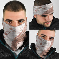 Bula Fiji Neck Gaiter Brown Plumeria Masi Tapa Pattern - Polynesian Pride