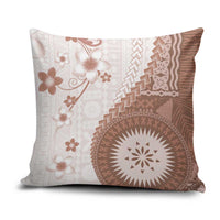 Bula Fiji Pillow Cover Brown Plumeria Masi Tapa Pattern - Polynesian Pride