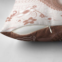 Bula Fiji Pillow Cover Brown Plumeria Masi Tapa Pattern - Polynesian Pride
