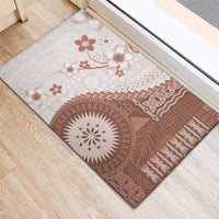 Bula Fiji Rubber Doormat Brown Plumeria Masi Tapa Pattern LT05 - Polynesian Pride