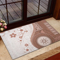 Bula Fiji Rubber Doormat Brown Plumeria Masi Tapa Pattern LT05 - Polynesian Pride