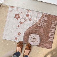 Bula Fiji Rubber Doormat Brown Plumeria Masi Tapa Pattern LT05 - Polynesian Pride