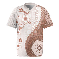 Bula Fiji Rugby Jersey Brown Plumeria Masi Tapa Pattern - Polynesian Pride