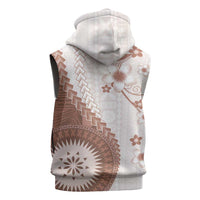 Bula Fiji Sleeveless Hoodie Brown Plumeria Masi Tapa Pattern LT05 - Polynesian Pride