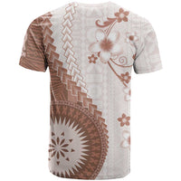 Bula Fiji T Shirt Brown Plumeria Masi Tapa Pattern LT05 - Polynesian Pride