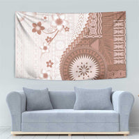 Bula Fiji Tapestry Brown Plumeria Masi Tapa Pattern - Polynesian Pride