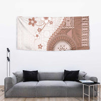 Bula Fiji Tapestry Brown Plumeria Masi Tapa Pattern - Polynesian Pride