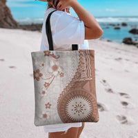 Bula Fiji Tote Bag Brown Plumeria Masi Tapa Pattern - Polynesian Pride