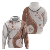 Bula Fiji Zip Hoodie Brown Plumeria Masi Tapa Pattern LT05 - Polynesian Pride