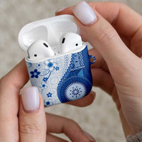 Bula Fiji AirPods Case Blue Plumeria Masi Tapa Pattern LT05 - Polynesian Pride