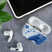 Bula Fiji AirPods Case Blue Plumeria Masi Tapa Pattern - Polynesian Pride