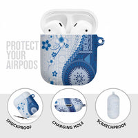 Bula Fiji AirPods Case Blue Plumeria Masi Tapa Pattern LT05 - Polynesian Pride