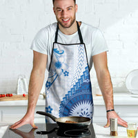 Bula Fiji Apron Blue Plumeria Masi Tapa Pattern - Polynesian Pride