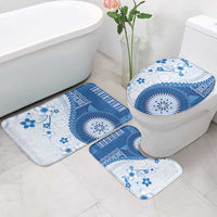 Bula Fiji Bathroom Set Blue Plumeria Masi Tapa Pattern LT05 - Polynesian Pride