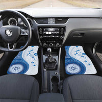 Bula Fiji Car Mats Blue Plumeria Masi Tapa Pattern LT05 Set 2pcs - Front Blue - Polynesian Pride