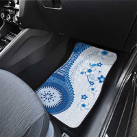 Bula Fiji Car Mats Blue Plumeria Masi Tapa Pattern LT05 - Polynesian Pride