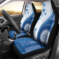 Bula Fiji Car Seat Cover Blue Plumeria Masi Tapa Pattern - Polynesian Pride