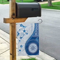 Bula Fiji Garden Flag Blue Plumeria Masi Tapa Pattern - Polynesian Pride