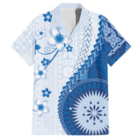 Bula Fiji Hawaiian Shirt - Blue Plumeria Masi Tapa Pattern LT05 Blue - Polynesian Pride