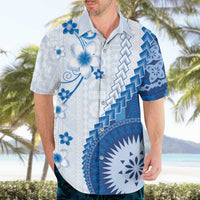 Bula Fiji Hawaiian Shirt - Blue Plumeria Masi Tapa Pattern LT05 - Polynesian Pride