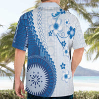 Bula Fiji Hawaiian Shirt - Blue Plumeria Masi Tapa Pattern LT05 - Polynesian Pride