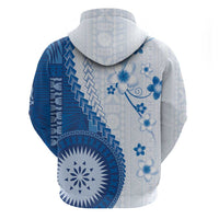 Bula Fiji Hoodie Blue Plumeria Masi Tapa Pattern - Polynesian Pride