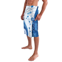 Bula Fiji Lavalava Blue Plumeria Masi Tapa Pattern - Polynesian Pride