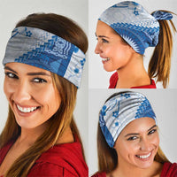 Bula Fiji Neck Gaiter Blue Plumeria Masi Tapa Pattern - Polynesian Pride