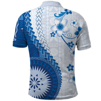 Bula Fiji Polo Shirt Blue Plumeria Masi Tapa Pattern LT05 - Polynesian Pride