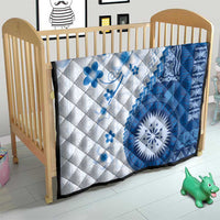 Bula Fiji Quilt Blue Plumeria Masi Tapa Pattern - Polynesian Pride