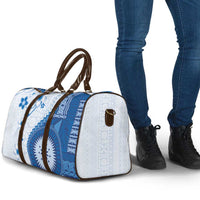 Bula Fiji Travel Bag Blue Plumeria Masi Tapa Pattern - Polynesian Pride