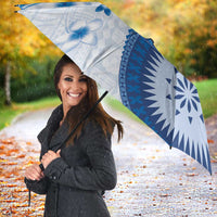 Bula Fiji Umbrella Blue Plumeria Masi Tapa Pattern LT05 - Polynesian Pride