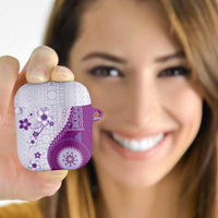 Bula Fiji AirPods Case Violet Plumeria Masi Tapa Pattern LT05 - Polynesian Pride