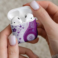 Bula Fiji AirPods Case Violet Plumeria Masi Tapa Pattern LT05 - Polynesian Pride