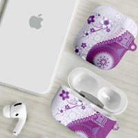 Bula Fiji AirPods Case Violet Plumeria Masi Tapa Pattern LT05 - Polynesian Pride
