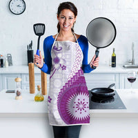 Bula Fiji Apron Violet Plumeria Masi Tapa Pattern - Polynesian Pride