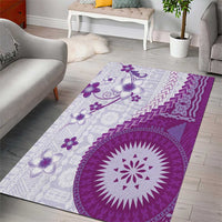 Bula Fiji Area Rug Violet Plumeria Masi Tapa Pattern - Polynesian Pride