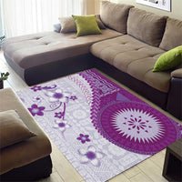 Bula Fiji Area Rug Violet Plumeria Masi Tapa Pattern - Polynesian Pride