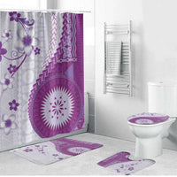 Bula Fiji Bathroom Set Violet Plumeria Masi Tapa Pattern LT05 Bathroom Set (4 pcs) Violet - Polynesian Pride
