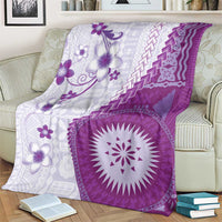 Bula Fiji Blanket Violet Plumeria Masi Tapa Pattern - Polynesian Pride