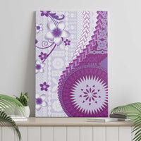 Bula Fiji Canvas Wall Art Violet Plumeria Masi Tapa Pattern - Polynesian Pride