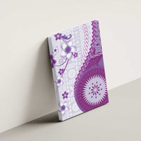 Bula Fiji Canvas Wall Art Violet Plumeria Masi Tapa Pattern - Polynesian Pride