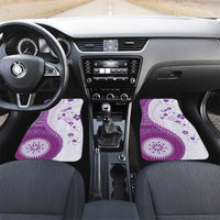 Bula Fiji Car Mats Violet Plumeria Masi Tapa Pattern LT05 Set 2pcs - Front Violet - Polynesian Pride