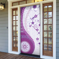 Bula Fiji Door Cover Violet Plumeria Masi Tapa Pattern LT05 - Polynesian Pride