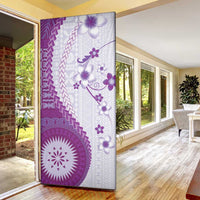 Bula Fiji Door Cover Violet Plumeria Masi Tapa Pattern LT05 - Polynesian Pride