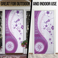 Bula Fiji Door Cover Violet Plumeria Masi Tapa Pattern LT05 - Polynesian Pride