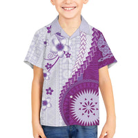 Bula Fiji Hawaiian Shirt Violet Plumeria Masi Tapa Pattern - Polynesian Pride