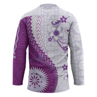 Bula Fiji Hockey Jersey Violet Plumeria Masi Tapa Pattern LT05 - Polynesian Pride