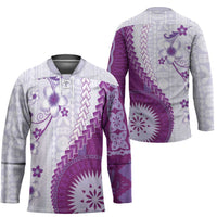 Bula Fiji Hockey Jersey Violet Plumeria Masi Tapa Pattern LT05 - Polynesian Pride